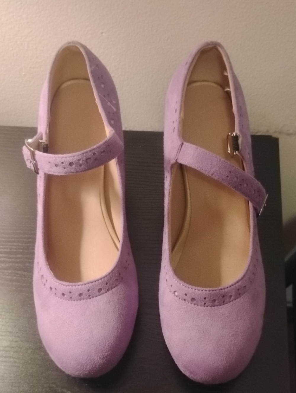 Classic Mary Jane Flats in Lavender - Unbranded